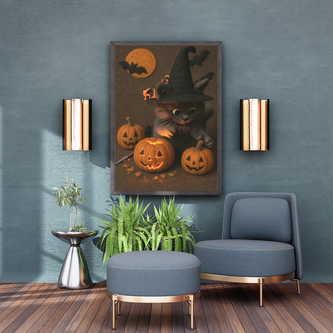 kitten pumpkin: Wall Art frame