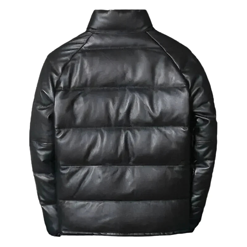 Mens Lambskin Leather Puffer Jacket