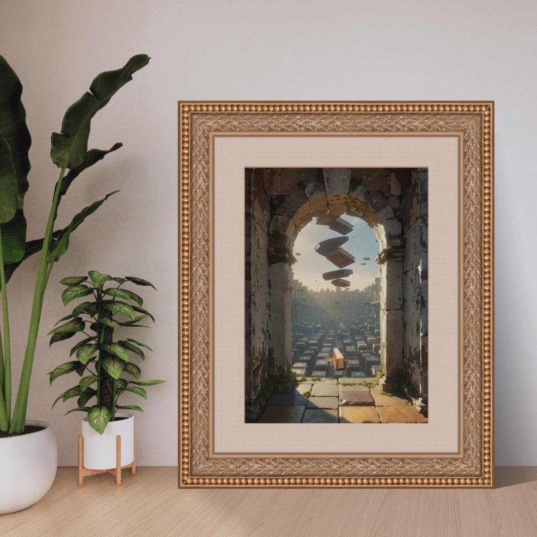 Ancient stone arch floating in midair: Wall art Print