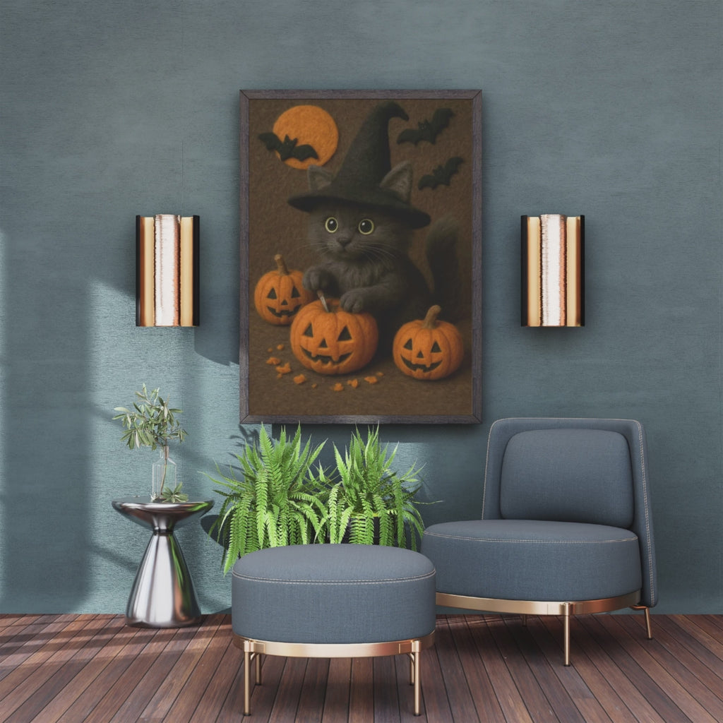 kitten pumpkin: Wall Art frame