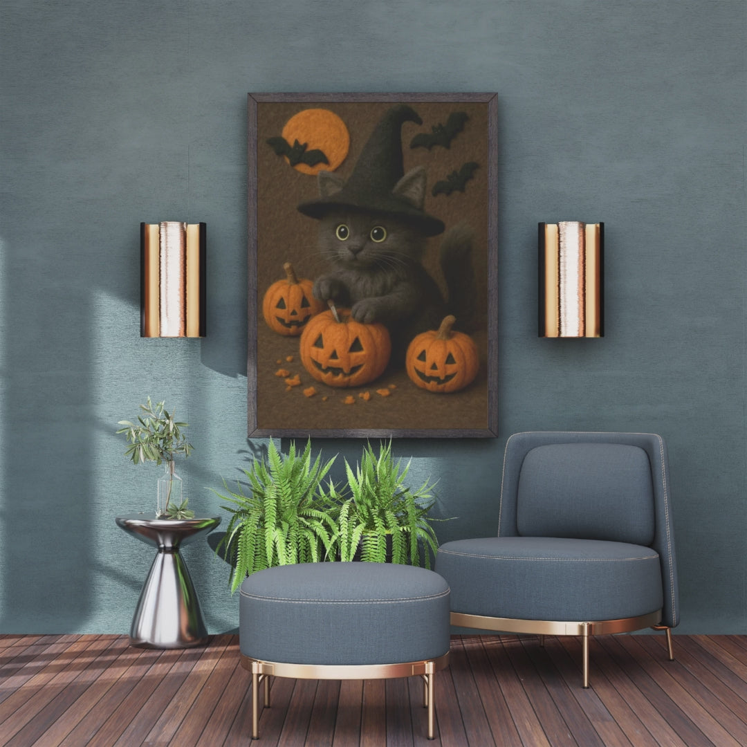kitten pumpkin: Wall Art frame